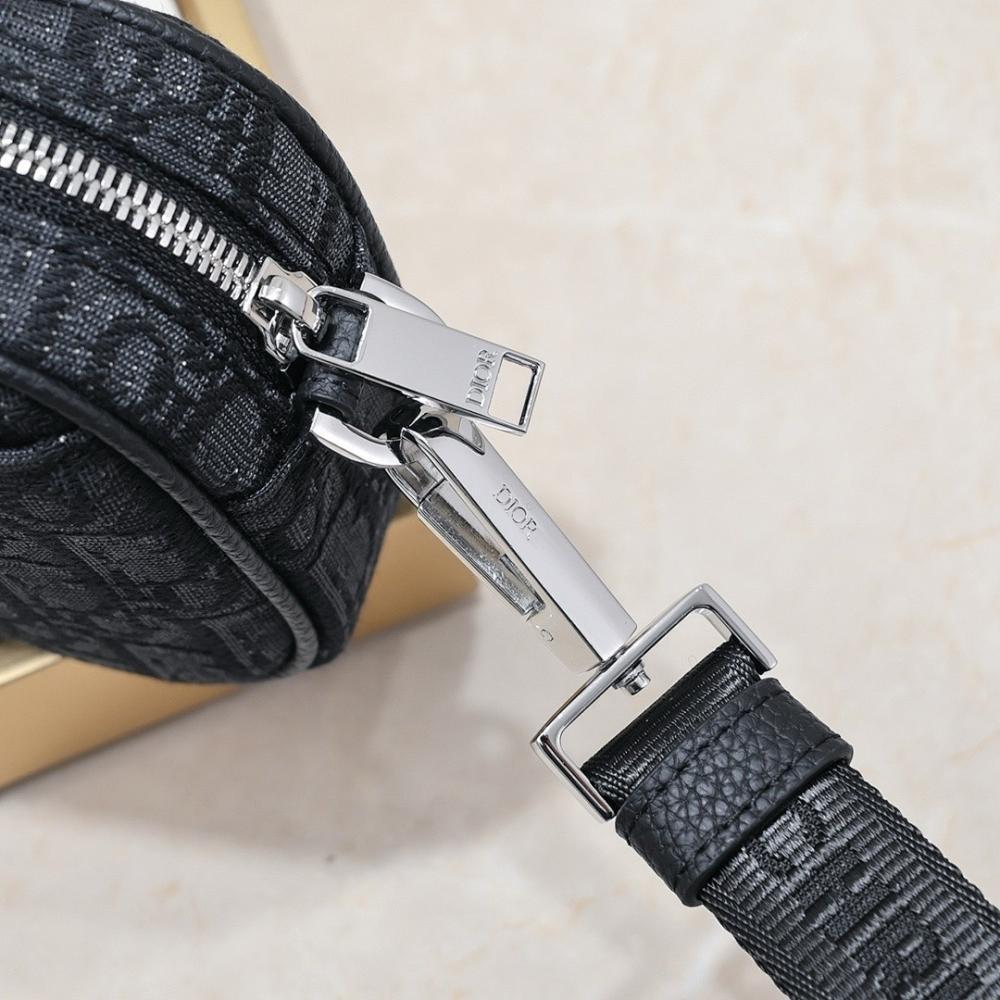 Modern Black Printed Calfskin Shoulder Bag Black/Beige 17x12.5x5cm