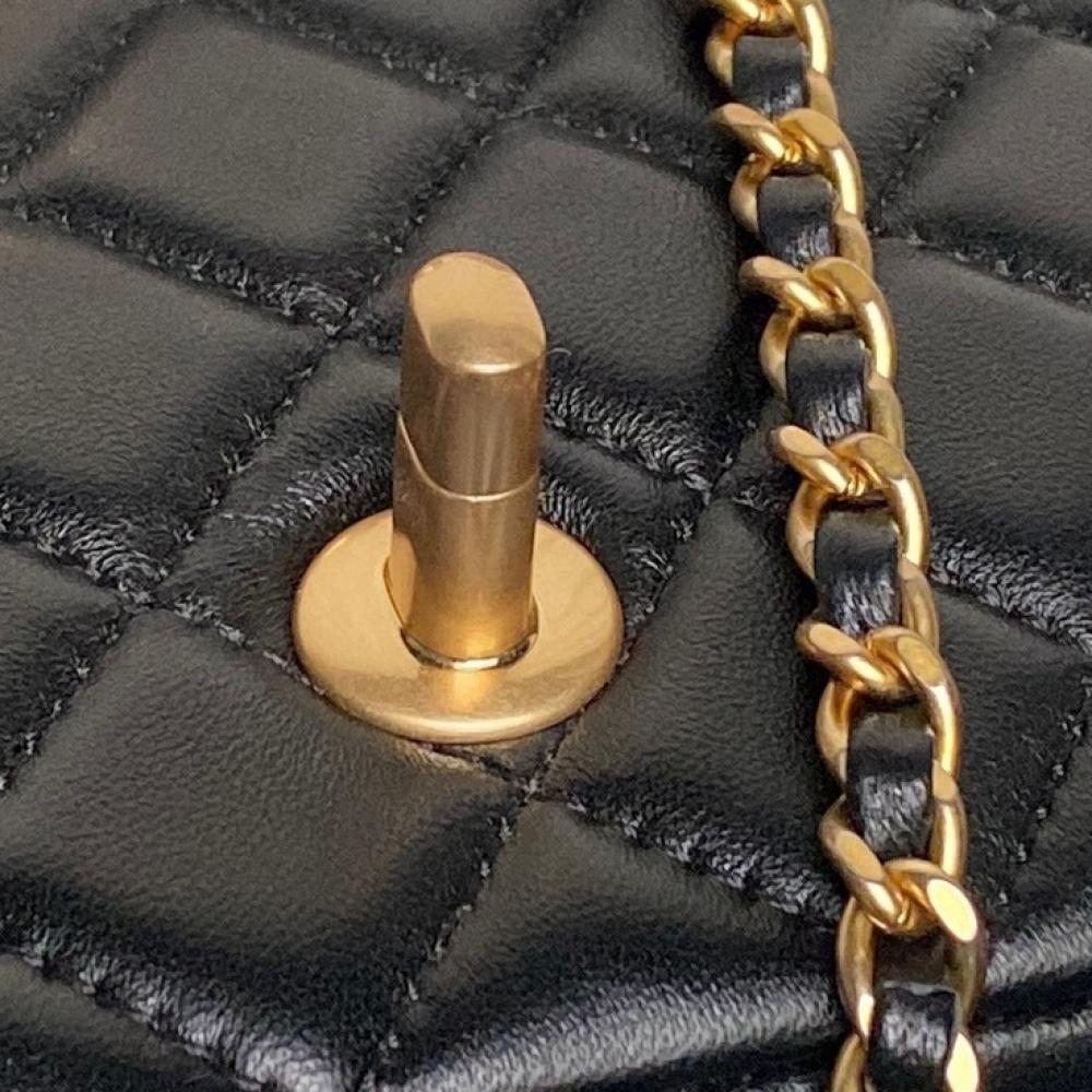 Gold Leather Top Handle Bag Style 733390555