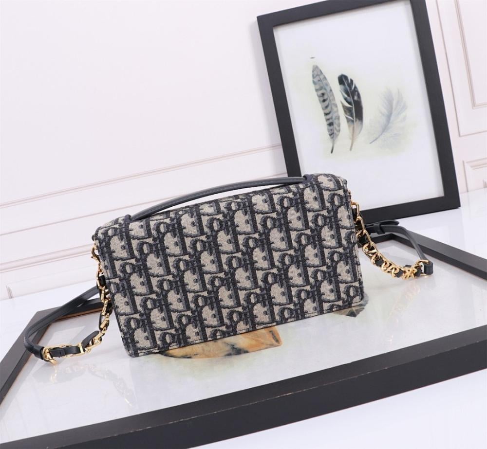 Stylish Refined Printed Leather Shoulder Bag Blue 21x11x5cm