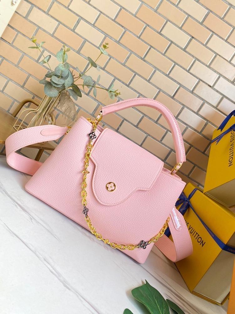 Luxury Elegant Leather Bag Pink 31.5x20x11cm