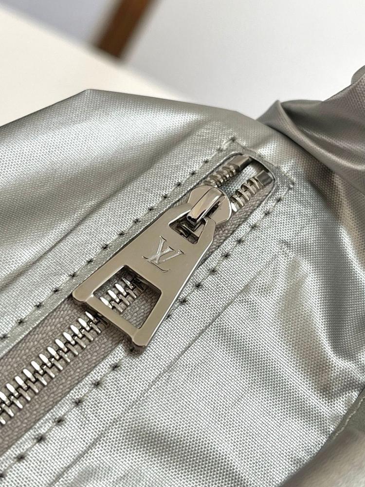Modern Luxury Silver Nylon Shoulder Bag