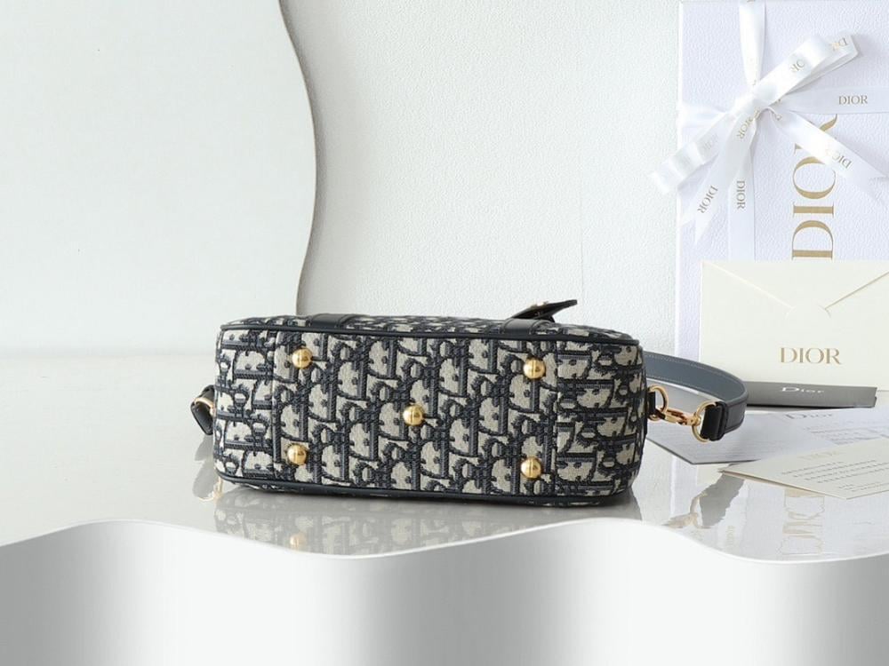 Stylish Refined Printed Leather Top Handle Bag Blue 25x9.5x16cm