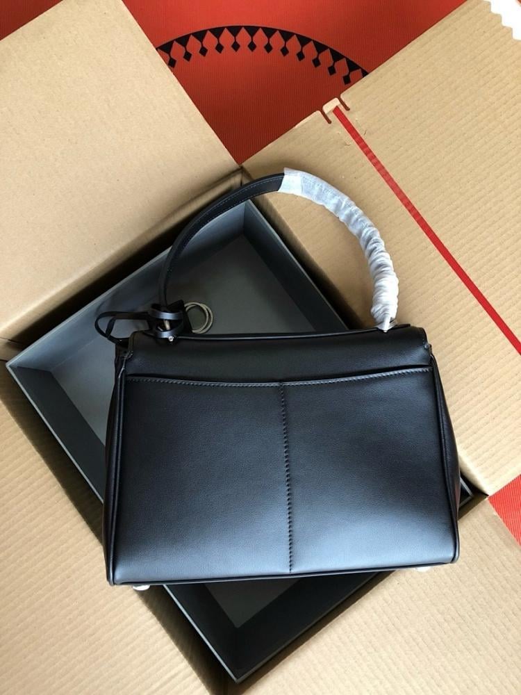 Luxury Stylish Black Leather Bag 29x20x10cm