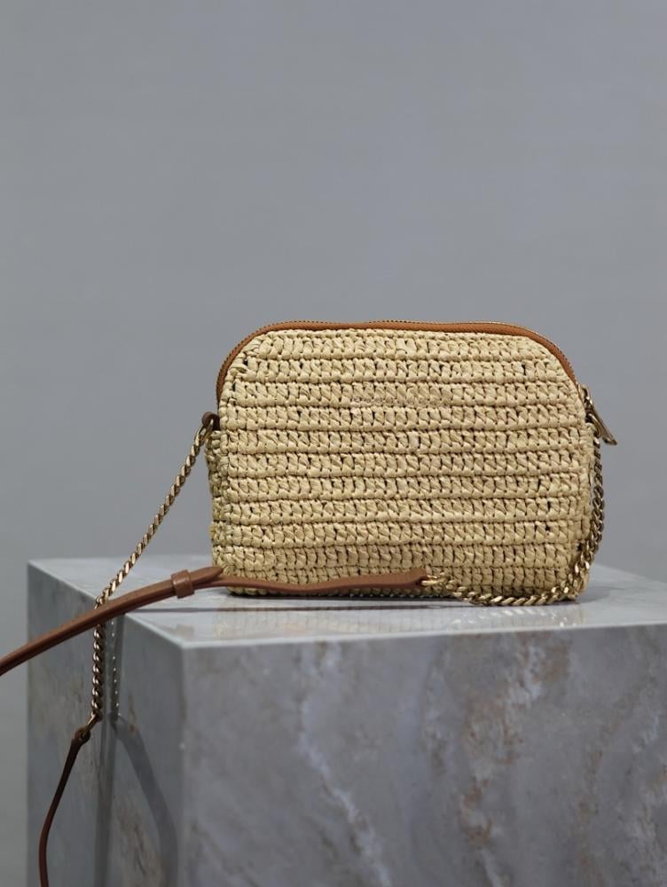 Modern Elegant Woven Leather Top Handle Bag Red 19x13x3.5cm