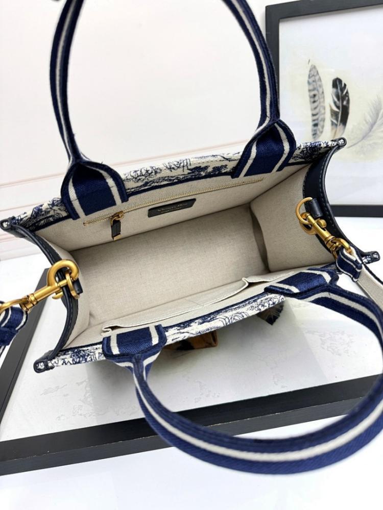 Modern Blue Embroidered Calfskin Shoulder Bag