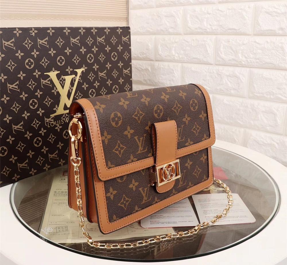Luxury Stylish Monogram Leather Top Handle Bag 25x19x9cm
