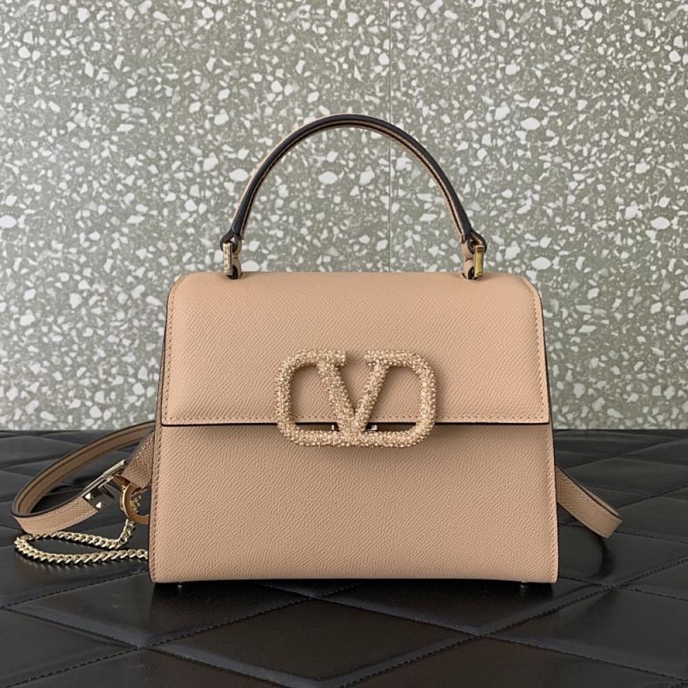 Crystal-Embellished Calfskin Shoulder Bag Style 1501907977