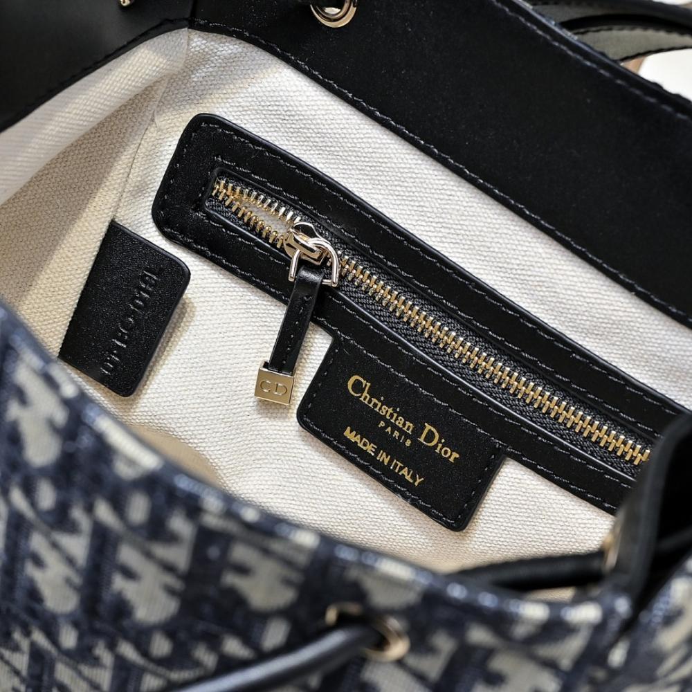Elegant Gold Embroidered Lambskin Bucket Bag