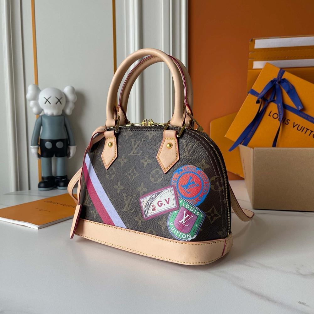 Alma Monogram Leather Shoulder Bag 25x19x12cm