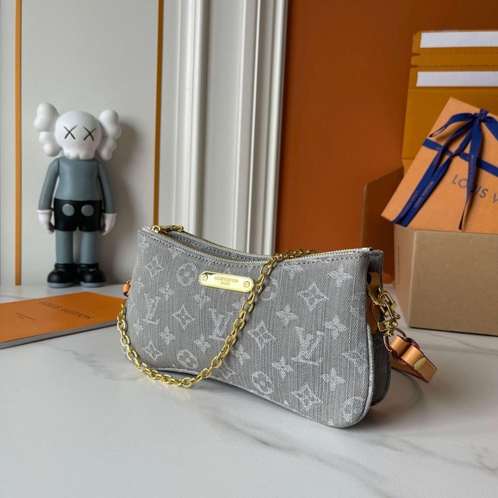 Modern Gold Denim Shoulder Bag