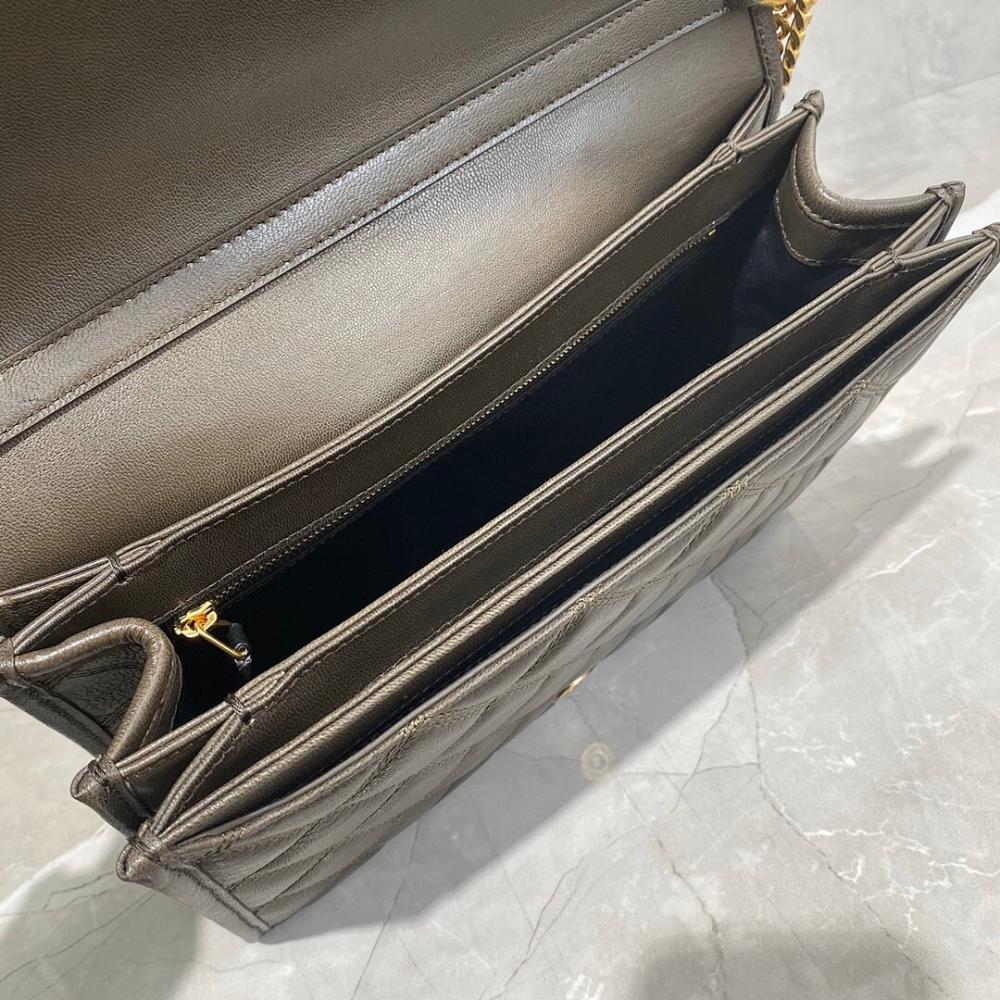 Alma Gold Quilted Leather Shoulder Bag 26x18x6cm
