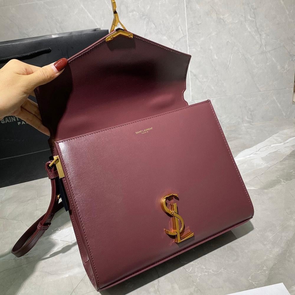 Luxury Brown Leather Top Handle Bag