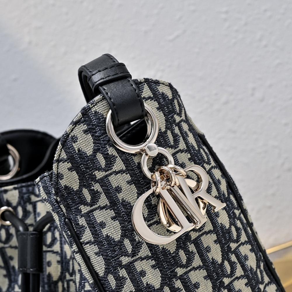 Elegant Gold Embroidered Lambskin Bucket Bag