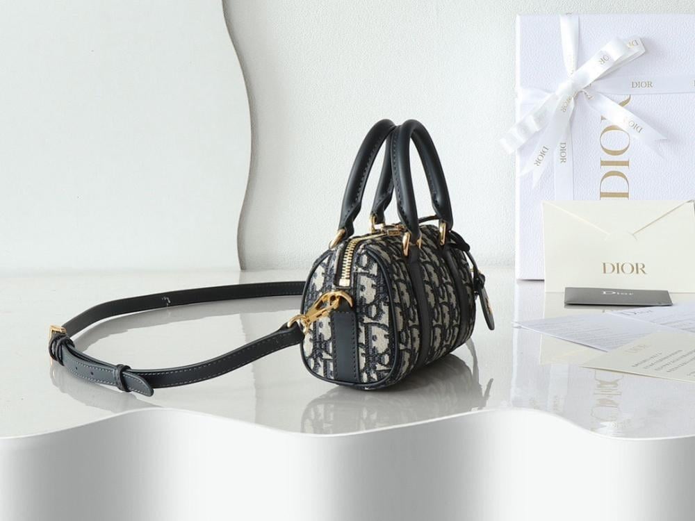 Elegant Printed Leather Shoulder Bag Blue 16x11x8cm