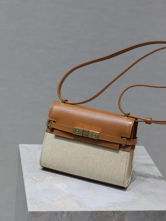 Modern Refined Leather Crossbody Bag 19x14x4cm