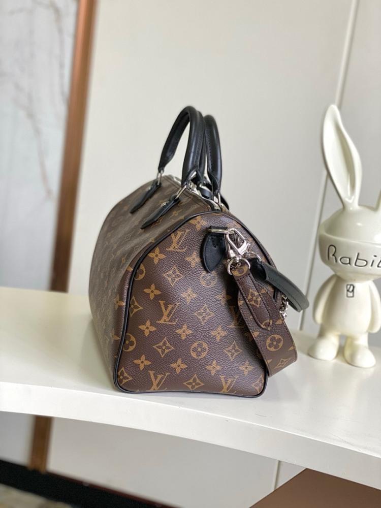 Stylish Black Monogram Leather Shoulder Bag