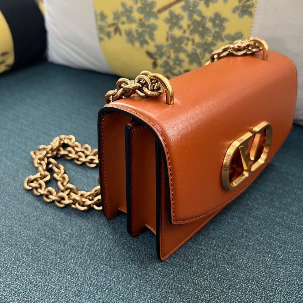 VLogo Signature Calfskin Shoulder Bag 19.5x13x7cm