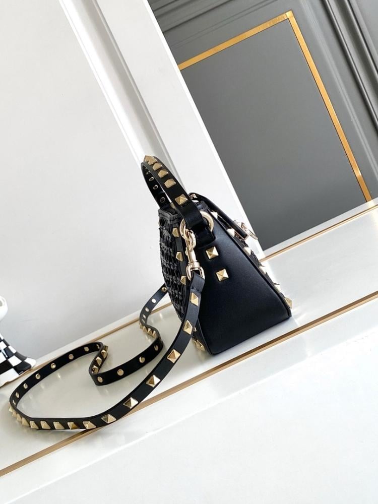 Elegant Stylish Studded Raffia Crossbody Bag