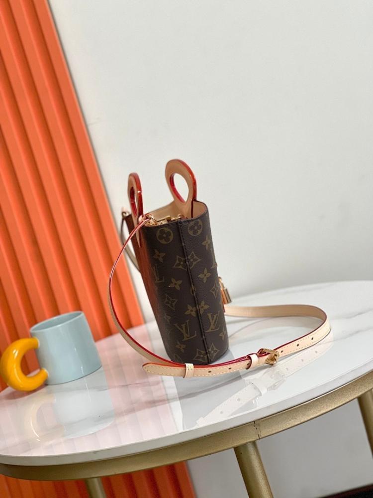 Stylish Monogram Leather Bucket Bag