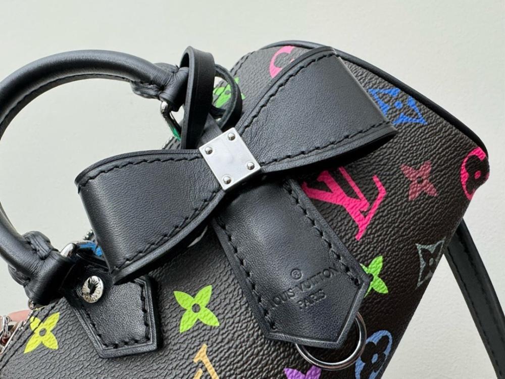 Modern Luxury Printed Leather Top Handle Bag Black/White 16x10x7.5cm