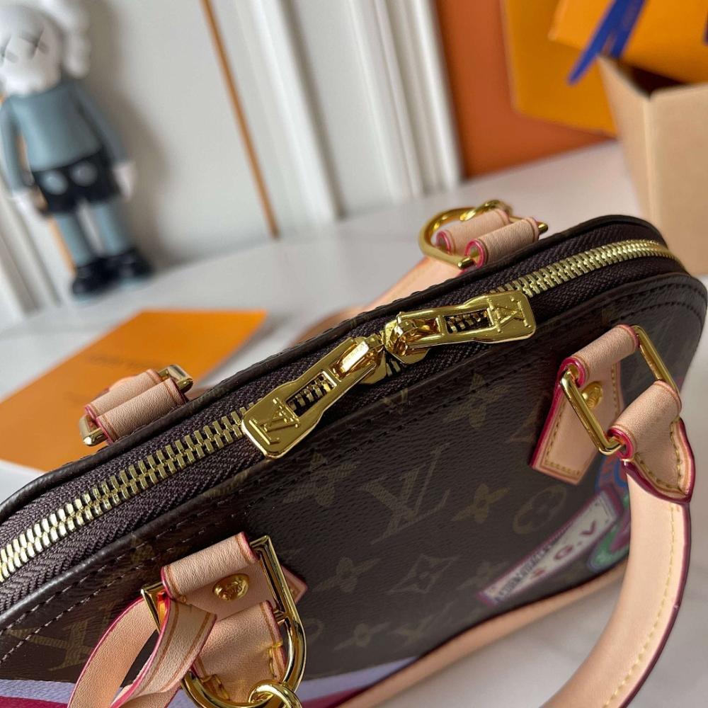 Alma Monogram Leather Shoulder Bag 25x19x12cm