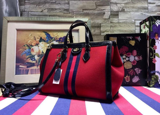 Alma Red Top Handle Bag Red/Green 33x25x17cm