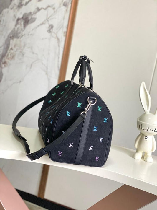 Keepall Embroidered Denim Travel Bag