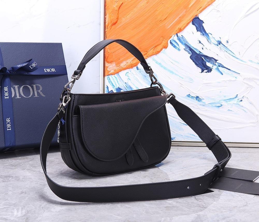 Stylish Refined Black Quilted Calfskin Crossbody Bag Black/Beige 24x17x8cm