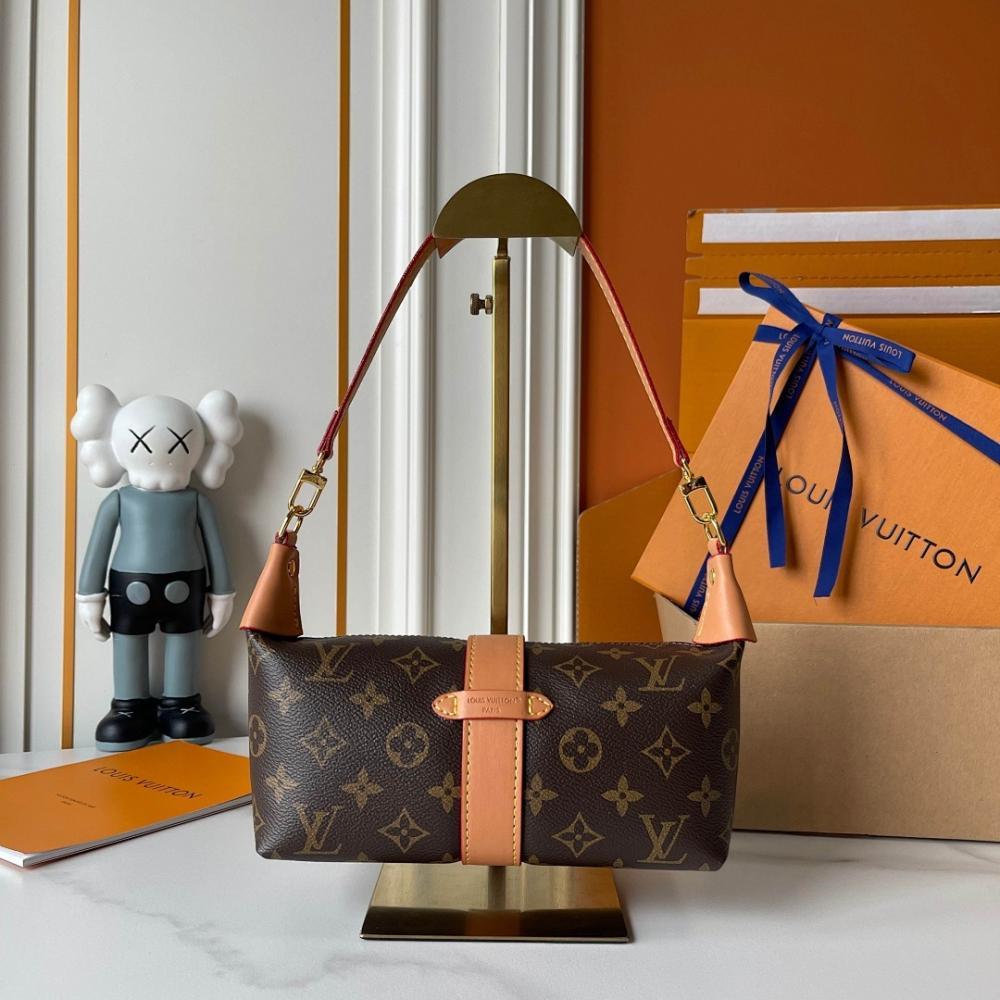 Italian-Inspired Stylish Monogram Leather Shoulder Bag 22x14.5x8cm