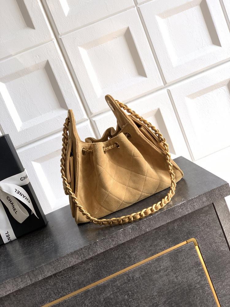 Gold Leather Bucket Bag Style 514627891