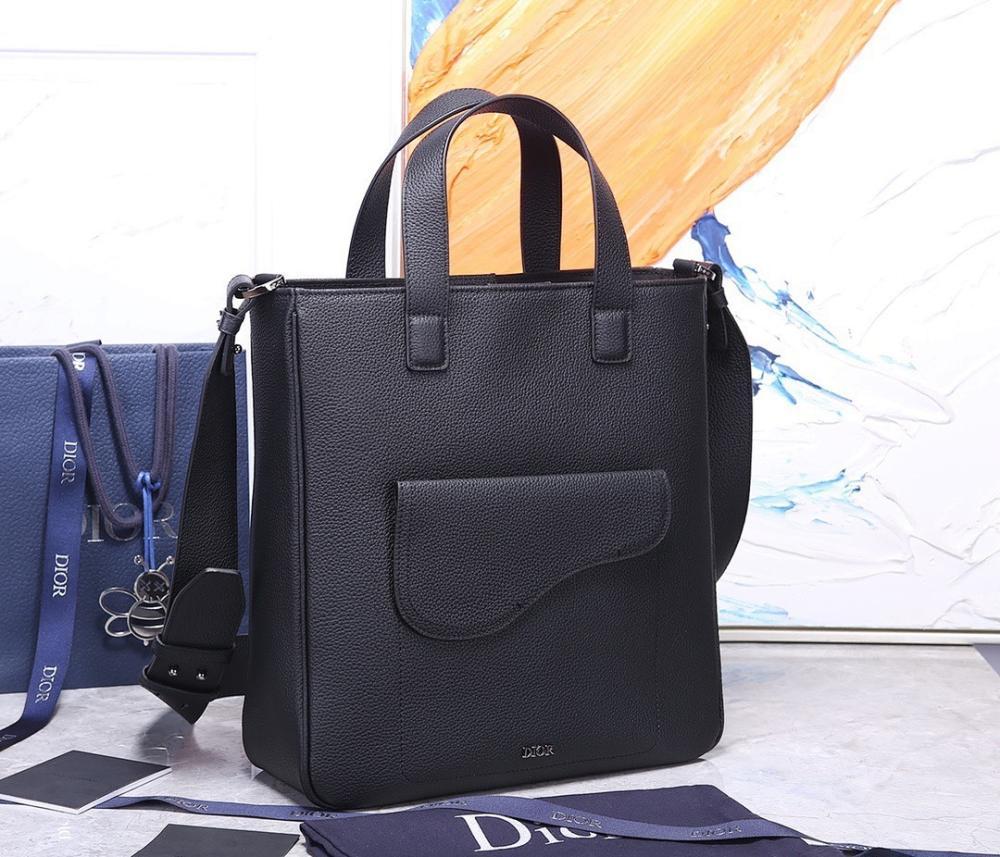 Modern Stylish Black Calfskin Shoulder Bag 30x33x10cm