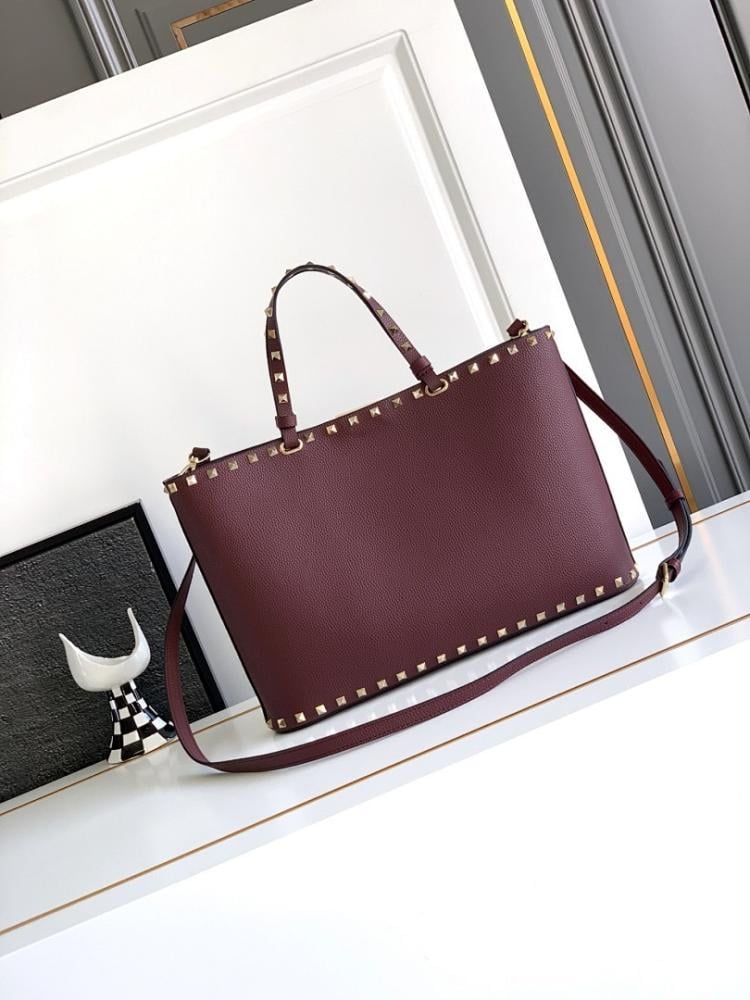 Stylish Studded Calfskin Shoulder Bag
