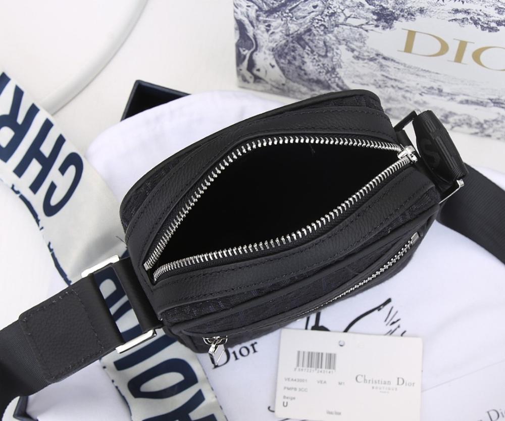 Classic Elegant Black Printed Calfskin Shoulder Bag Black/Beige 14.5x18x6cm