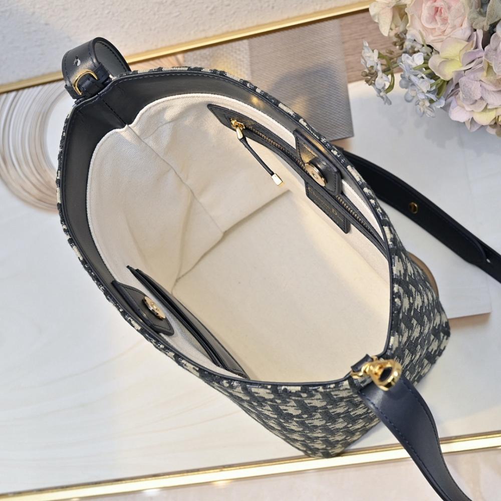 Modern Blue Printed Calfskin Bucket Bag