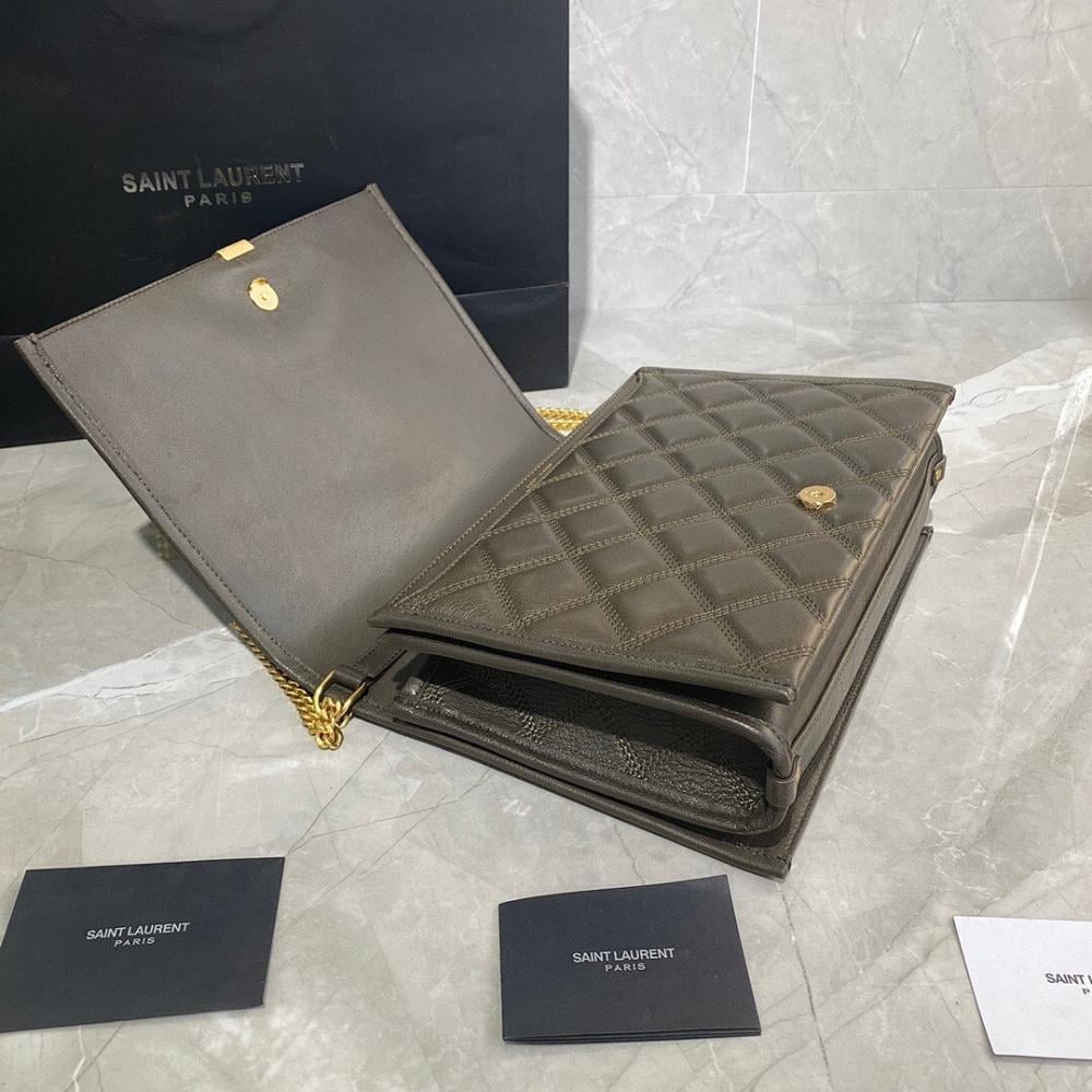 Alma Gold Quilted Leather Shoulder Bag 26x18x6cm