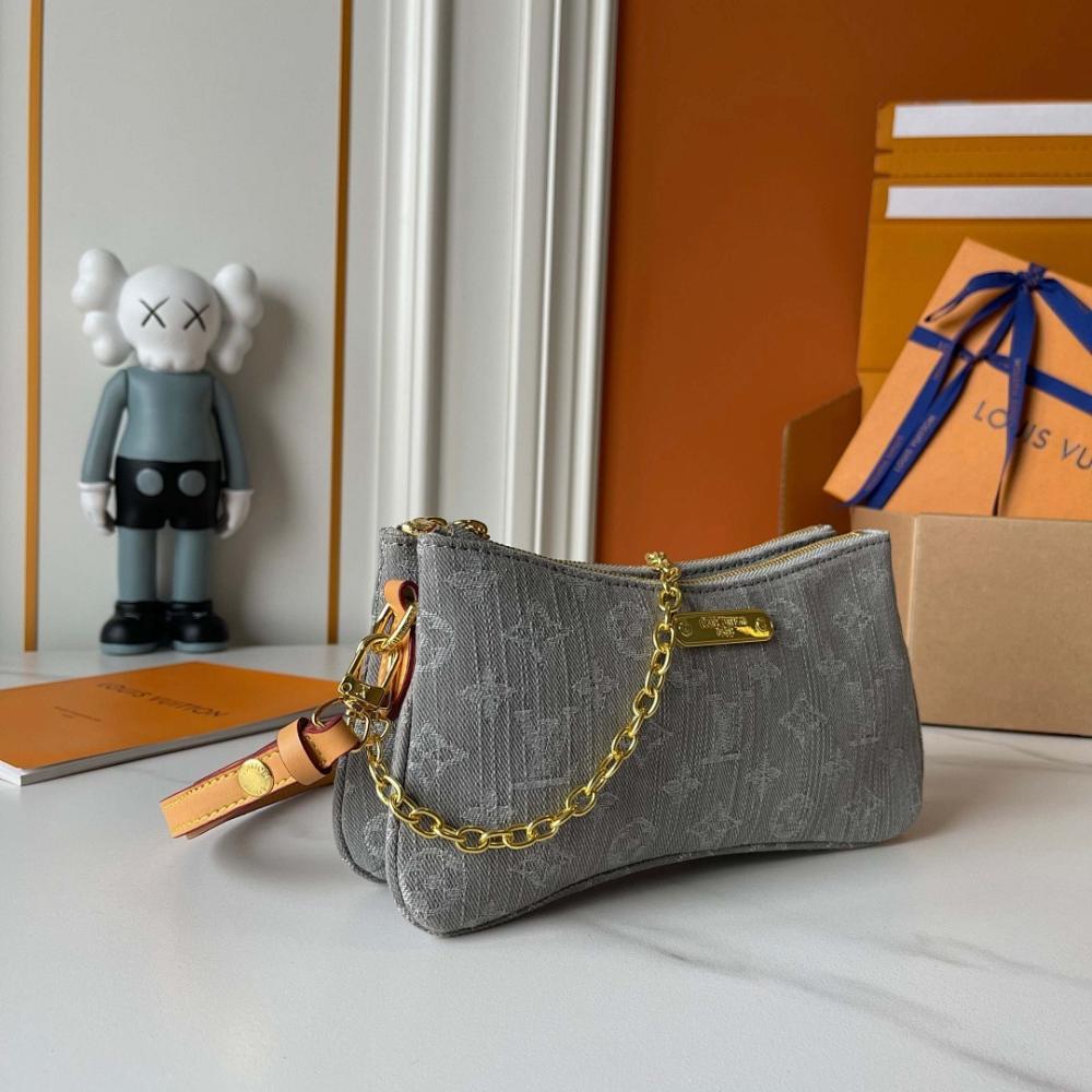Modern Gold Denim Shoulder Bag