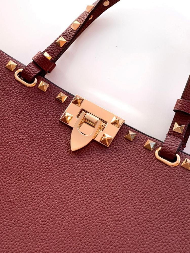 Stylish Studded Calfskin Shoulder Bag