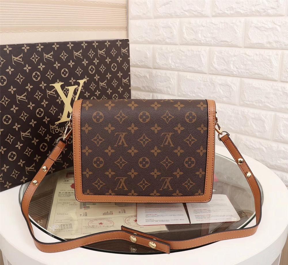 Luxury Stylish Monogram Leather Top Handle Bag 25x19x9cm