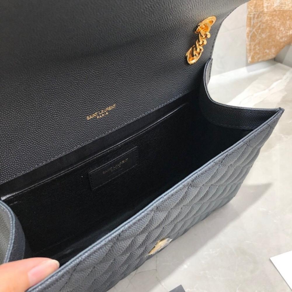 Classic Black Embroidered Leather Shoulder Bag