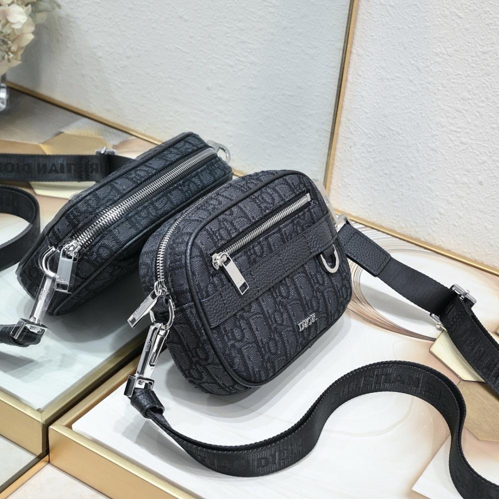Modern Black Printed Calfskin Shoulder Bag Black/Beige 17x12.5x5cm