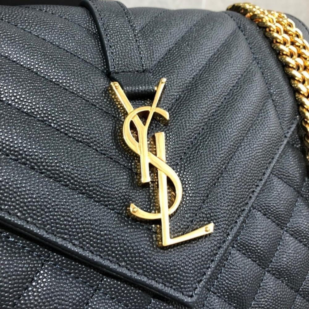 Classic Black Embroidered Leather Shoulder Bag