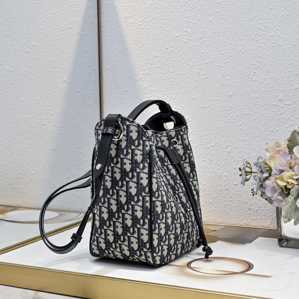 Elegant Gold Embroidered Lambskin Bucket Bag