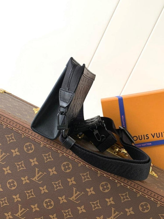 Modern Stylish Monogram Leather Crossbody Bag 22x14.5x4.5cm