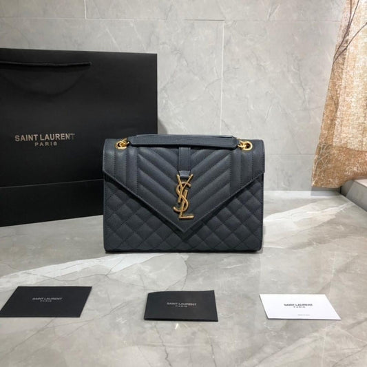 Classic Black Embroidered Leather Shoulder Bag