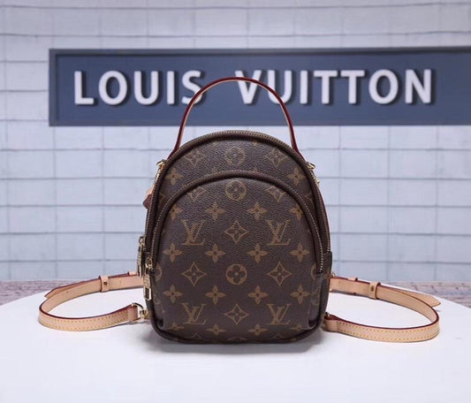 Italian-Inspired Luxury Monogram Backpack 21x18x8cm