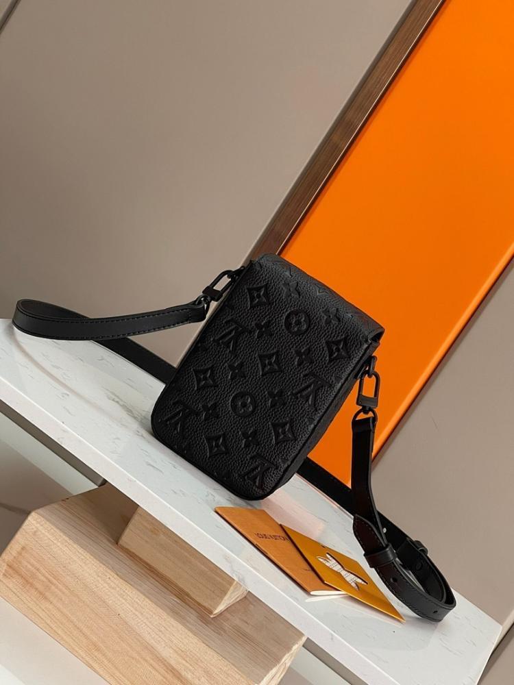 Stylish Refined Monogram Leather Crossbody Bag 12x19x7cm