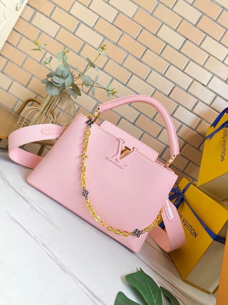 Luxury Elegant Leather Bag Pink 31.5x20x11cm