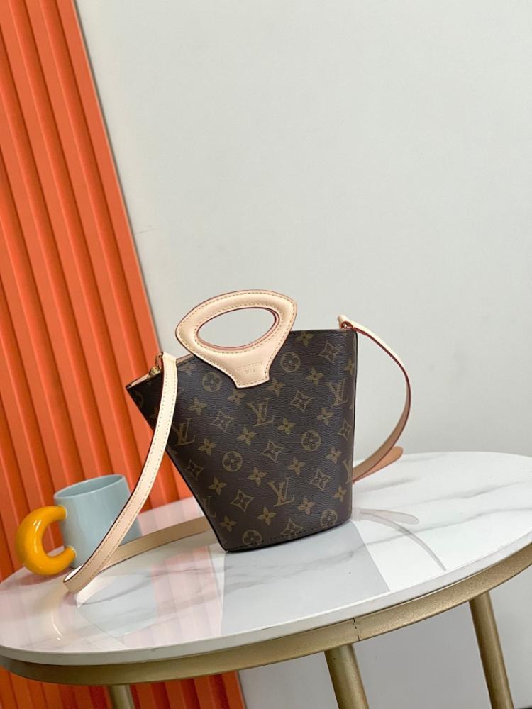 Stylish Monogram Leather Bucket Bag