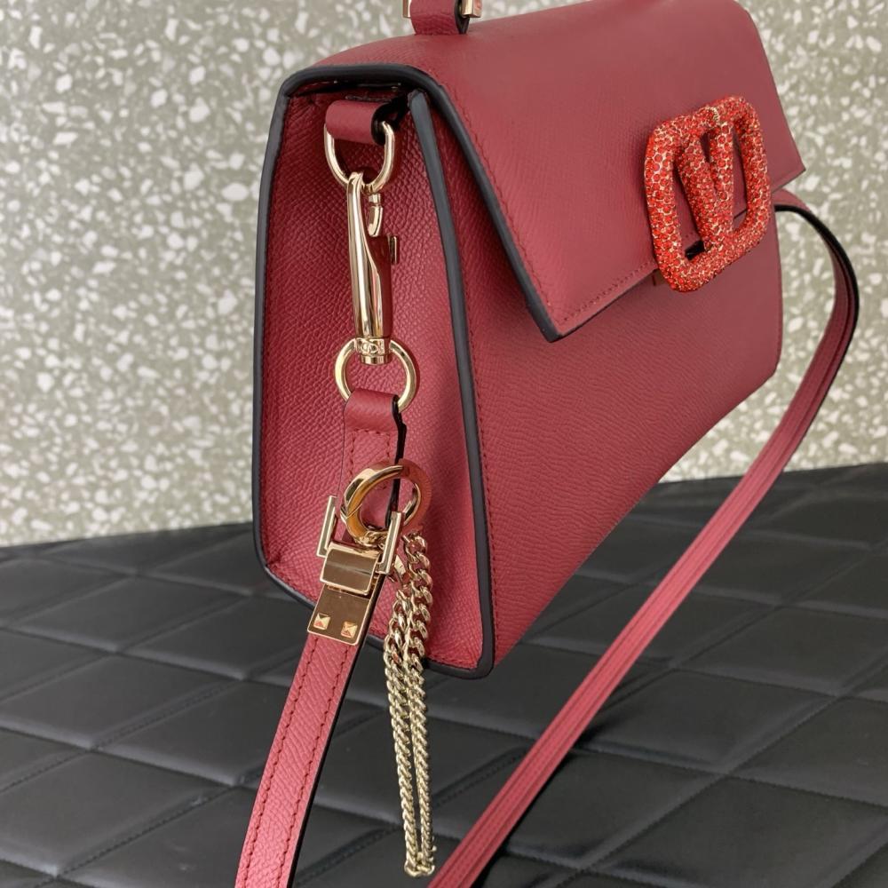 Crystal-Embellished Calfskin Shoulder Bag Style 263728392