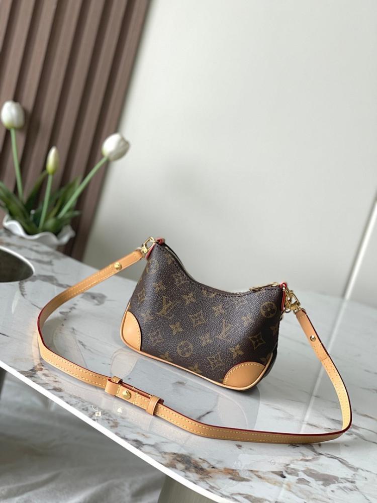 Elegant Monogram Leather Top Handle Bag 19x13x8cm